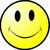 Three distinct smiley face icons arranged in a : two yellow circular faces with black outlines and one pink circular face, all on white background