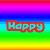Rainbow striped background with 'Happy' text in red outline, a cartoon character with brown pigtails and red bow, and 'Daphne 52' text over a dark figure.