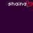 Pixelated text 'shaina' with a red heart replacing the letter 'a', displayed on a dark purple background.