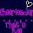 Pixelated image with dark blue background, white heart symbol, and repeating pink text 'Cheerleader' and 'That's Me' in blocky font.
