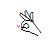Pixelated hand icon with pink hearts and text variations in a , showing animation changes across frames