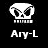 Pixelated white skull icon with crossed swords above text, displayed on black background beneath 'Ary-L' label.