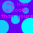 Pixelated image with purple background and blue circles, displaying pink text 'my icon is cooler than yours' repeated across the composition.