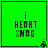 Green square icon with black text 'I HEART XMAS' and a small pixelated tree in the bottom-right corner, showing animation changes between frames.