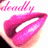 Two side-by-side animated frames of a stylized lips icon with text above, showing color variation between pink and green versions.