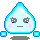 Four pixel-art water droplets with blue outlines and light blue bodies, each displaying distinct facial expressions against a gray background.