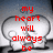 Pixelated image with red text reading 'my heart will always be' over a grayscale speech bubble background.