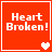 Red square icon with "Heart Broken!" text and heart symbols changing across four