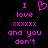 Pixelated pink text and heart symbol on black background, two identical static frames side-by-side with no visible animation changes.