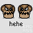 Pixelated muffin character with brown top and white icing, displaying multiple expressions under text bubbles on a light gray background.