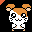 Pixel art hamster with orange and white fur, black eyes, pink nose, and four distinct expressions across a