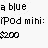 A static digital image displays text and two icons: a blue iPod mini with '100 songs on iTunes' pricing, and a purple heart symbol.