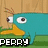 Pixelated cartoon duck with teal body, yellow beak, and large white eyes appears in two states: one with wooden background and 'PERRY' text, another with fedora and 'AGENT P' text.
