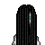 Pixel art of a figure with long black hair covering its face, wearing a white dress, standing against a plain background.