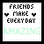 Pixelated text and symbols on white background with green 'AMAZING' overlay, showing animation changes across frames.