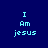 Four pixelated text on dark blue background with light blue 'I Am jesus' text, each having a different solid blue highlight bar
