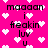 A bright pink background with scattered white pixelated hearts and repeated black text reading "madaan i freakin luv u" in a stylized font.
