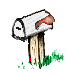 Animated contact sheet of a mailbox icon with multiple states showing mail delivery and bird interactions on a gray background.