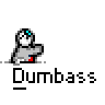 Animated contact sheet of 14 pixel-art frames showing two stick figures interacting with speech bubbles and changing poses across a gray background.