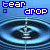 Blue teardrop-shaped water ripple animation with 'tear drop' text above, showing changes in ripple size and text position