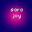 Four identical circular icons with gradient purple-pink backgrounds display 'sara joy' text in white pixelated font.