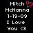 Black background with white pixelated text reading "Mitch McNanna 1-19-09 I Love You <3" and a red heart symbol above the name.
