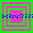 Four identical square with alternating pink and green concentric borders, each containing blue text reading "bailey<333"