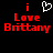 Red pixelated text 'i Love Brittany' with a white heart symbol above the first 'i', displayed on black background.