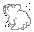 Two pixelated white shapes with gray outlines on a light gray background, one shape has scattered black pixels near its left edge.