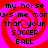 A static image with four identical showing red spiral patterns on pink backgrounds and black text reading "my horse wvs me morws than your soccer ball"
