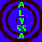 Four identical circular icons with concentric rings, green text vertically stacked as A L Y S S A on a blue background.