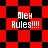 Red and black checkered background with 'Aleh Rules!!!' text in white pixelated font, displayed in two distinct patterns