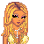 Pixel art of a female character with long blonde hair, wearing a yellow bikini top and high-heeled sandals, standing next to text reading 'Summer Baby' in stylized font.
