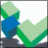 Pixelated green and blue geometric shapes on white background with dark base, adjacent to bright green text 'Original Icons .com' on solid dark green backdrop.