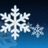 A pixelated snowflake icon with multiple branches and smaller secondary flakes on a blue gradient background.