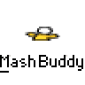 Animated contact sheet showing two frames of a yellow cartoon UFO icon with white top, displayed above "MashBuddy" text on gray background.