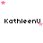 Pixelated text 'KathleenU' repeated across a white background with pink star animations in various positions.