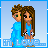 A 3x3 contact sheet of a pixel art animated icon showing two cartoon characters in blue outfits with changing facial expressions and poses across nine frames, each frame containing the text "in love..." at the bottom.
