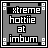 25 pixelated icons with gray backgrounds, each displaying the text 'extreme hottie at imbum' with varying letter distortions and missing characters