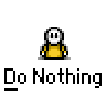 Animated contact sheet of a pixel art character in yellow shirt performing sequential actions against gray background with repeated text labels.