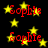 Red text reading "Sophie" appears over a black background with yellow stars, each star having a soft glow effect.