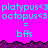 Pixelated cyan text on bright pink background with dark purple jagged border, showing repeated phrases and equal signs.
