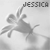 Pixelated grayscale icon shows a figure in mid-air pose with arms extended, above stylized text reading JESSICA.