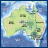 A pixelated map of Australia with blue text reading 'People To People' and varying punctuation marks across frames.