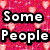 Pixelated text on a pink heart-patterned background with a gray and a white-pink gradient section