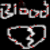Pixelated icon with 'Blood' text above a heart outline, both rendered in gray and red on black background.