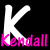 Two large stylized Ks with the name Kendall below, one white and one pink on a black background.