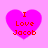 Four identical pink heart-shaped icons with red text "I Love Jacob" on a light pink background.