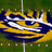 A static pixelated icon shows a yellow and blue object with white accents against a green background, featuring horizontal stripes and curved shapes.