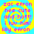 Static image with bright cyan background and yellow spiral pattern, displaying pink text about Zac Efron and Lilly Efron.